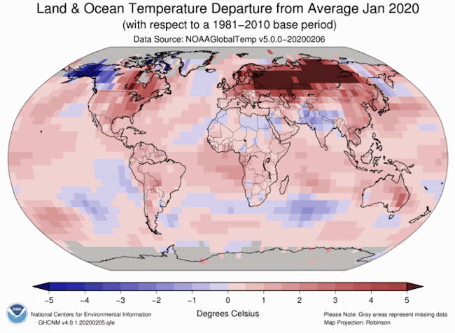CAMBIAMENTI CLIMATICI, Gennaio 2020 Caldo da Record sulla Terra
